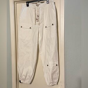 Chelsea & Violet White Jogger Track Pants with Elastic Cuffs
